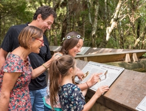 Information panels at the Waitangi Treaty Grounds New Zealand